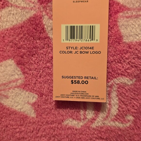 Juicy Couture Sherpa Pink Bow Hoodie Lounger – New - Picture 5 of 8